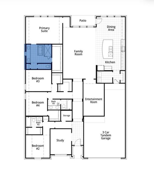 2D floor plan layout for the Canterbury by Highland Homes in Mantua Point, Van Alstyne, TX (Image 6).