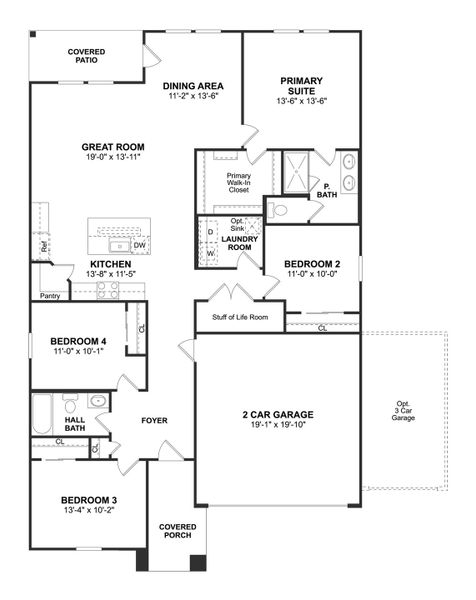 2D floor plan layout for the Goldenrod II by K. Hovnanian® Homes in Aspire at River Ranch Trails, Dayton, TX (Image 3). 2D floor plan layout for the Goldenrod II by K. Hovnanian® Homes in Aspire at River Ranch Trails, Dayton, TX (Image 3).