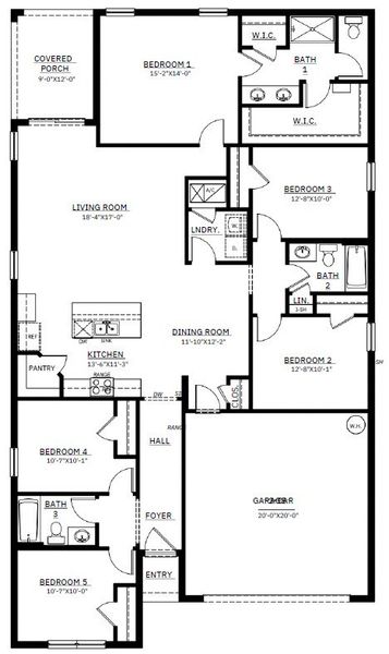 2D floor plan layout for the Lakeside by D.R. Horton in Balm Grove, Wimauma, FL (Image 3).