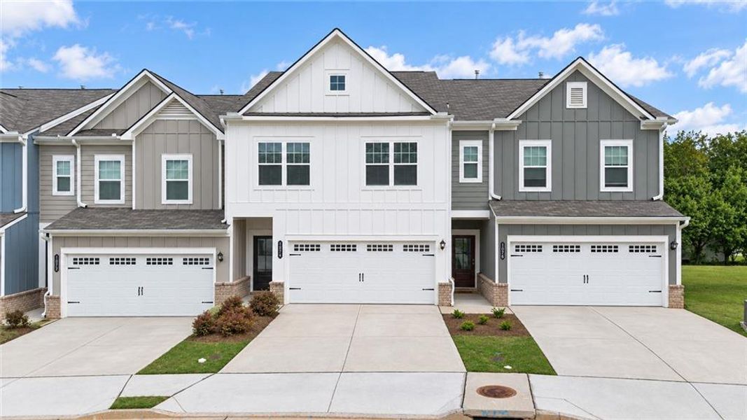 Front exterior of a new home in , Sugar Hill, GA, highlighting curb appeal (Image 1). Front exterior of a new home in , Sugar Hill, GA, highlighting curb appeal (Image 1).
