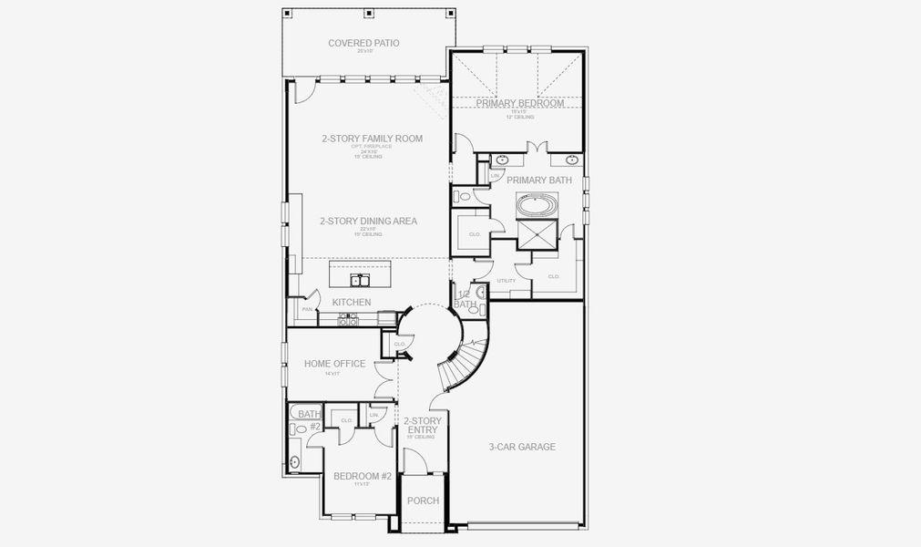 2D floor plan layout for the 3484M by Perry Homes in Hidden Canyon 55', San Antonio, TX (Image 4).