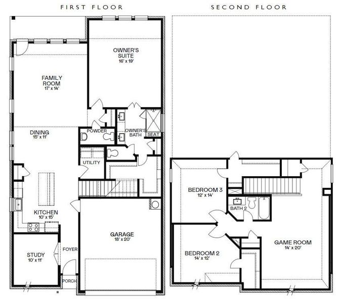 2D floor plan layout of this home in Cypress Green, Hockley, TX (Image 3).