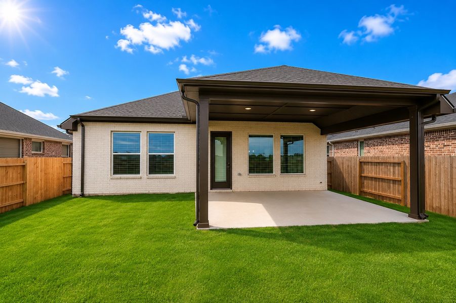 Exterior details and patio area of a home in Brookewater - Terrace Collection, Rosenberg (Image 3). Exterior details and patio area of a home in Brookewater - Terrace Collection, Rosenberg (Image 3).