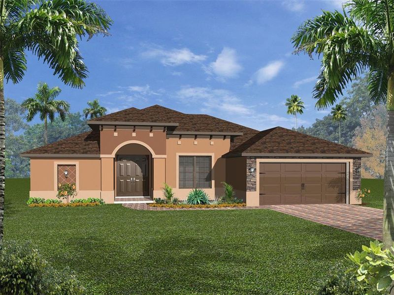 Front exterior of a new home in , North Port, FL, highlighting curb appeal (Image 27). Front exterior of a new home in , North Port, FL, highlighting curb appeal (Image 27).