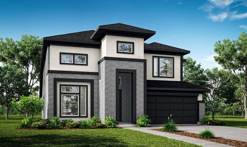 Front exterior of a new home in Harvest Green - Final Opportunities, Richmond, TX, highlighting curb appeal (Image 1). Front exterior of a new home in Harvest Green - Final Opportunities, Richmond, TX, highlighting curb appeal (Image 1).