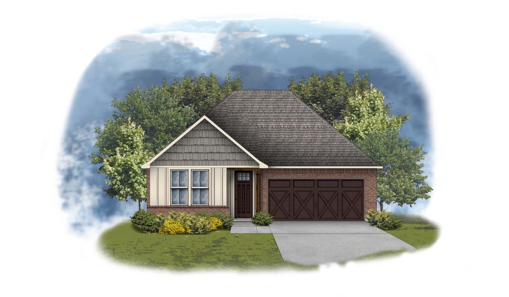 Representative exterior photo of a completed home built from the Yates II G by DSLD Homes in Longleaf, Lumberton, TX (Image 1). Representative exterior photo of a completed home built from the Yates II G by DSLD Homes in Longleaf, Lumberton, TX (Image 1).