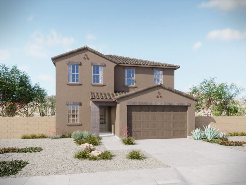 Representative exterior photo of a completed home built from the Sienna by Mattamy Homes in Silverbell Ridge, Marana, AZ (Image 4).