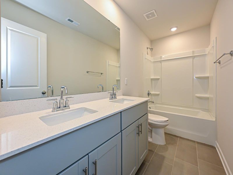 Secondary Bathroom in the Lennon Floorplan at Morgan Hills.