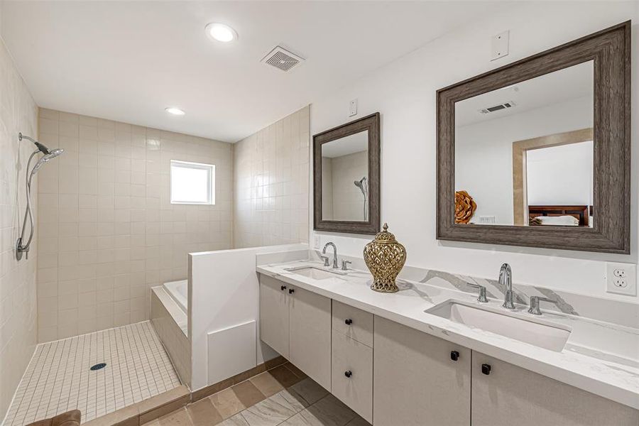 Primary Bath: Double Vanity & Hollywood style bath