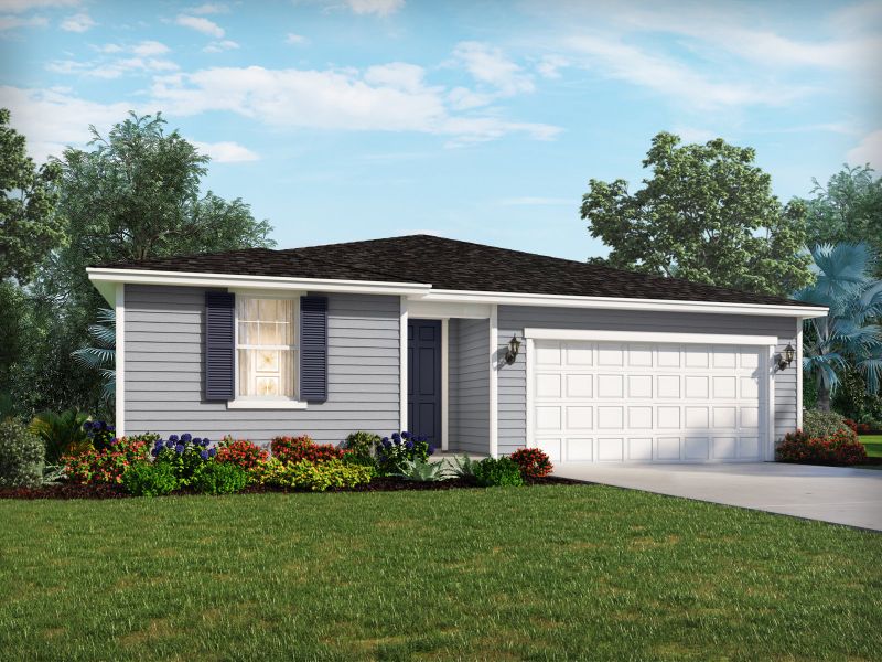 Representative exterior photo of a completed home built from the Azalea by Meritage Homes in Cypress Meadows - Signature Series, Jacksonville, FL (Image 2). Representative exterior photo of a completed home built from the Azalea by Meritage Homes in Cypress Meadows - Signature Series, Jacksonville, FL (Image 2).