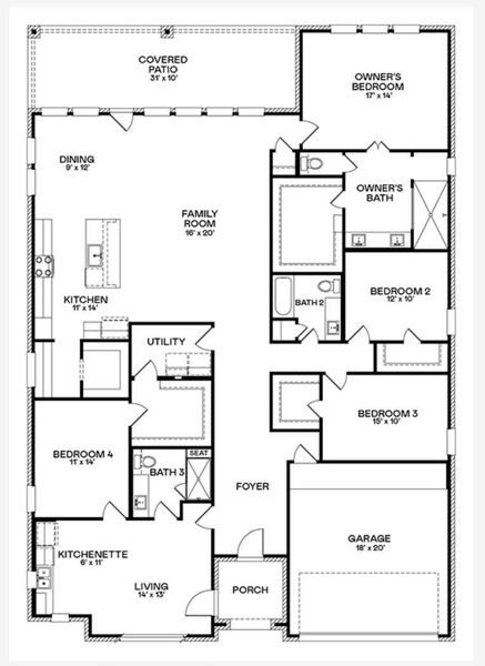 2D floor plan layout of this home in The Highlands, Porter, TX (Image 5).
