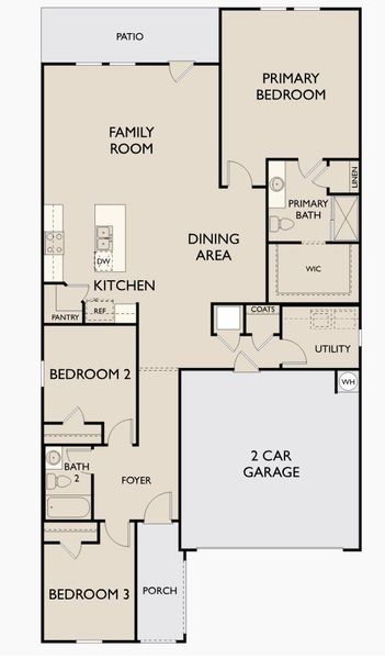 2D floor plan layout for the Moonbeam by Starlight Homes in Skyline Village, San Tan Valley, AZ (Image 3).