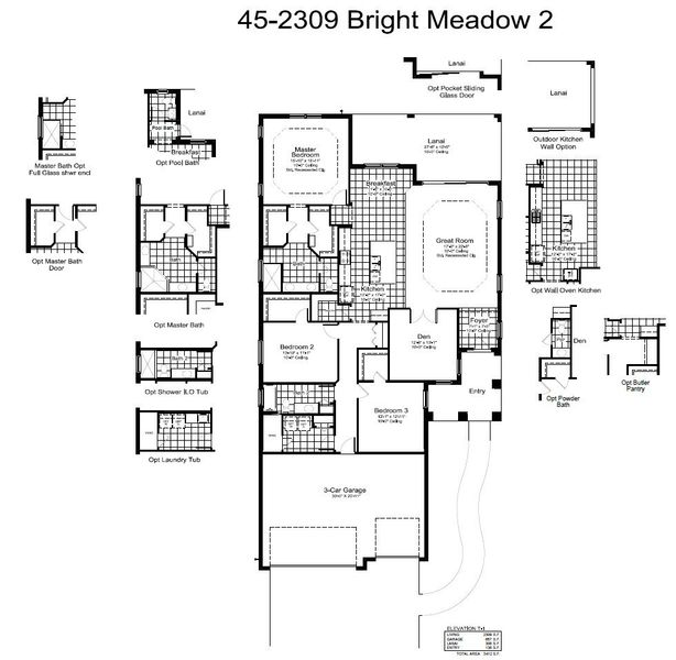 2D floor plan layout of this home in Boca Royale Golf & Country Club at Wellen Park, Englewood, FL (Image 5).