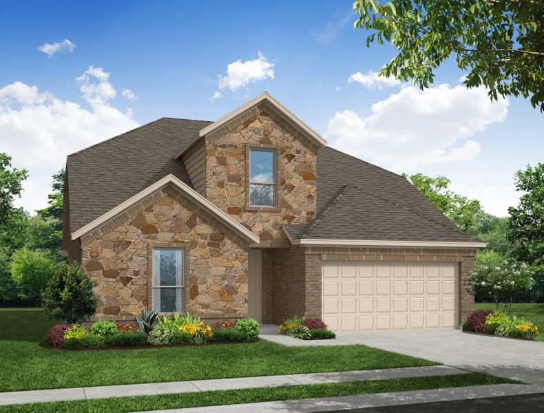 Representative exterior photo of a completed home built from the Brighton by Impression Homes in Mercer Meadows, Royse City, TX (Image 8). Representative exterior photo of a completed home built from the Brighton by Impression Homes in Mercer Meadows, Royse City, TX (Image 8).
