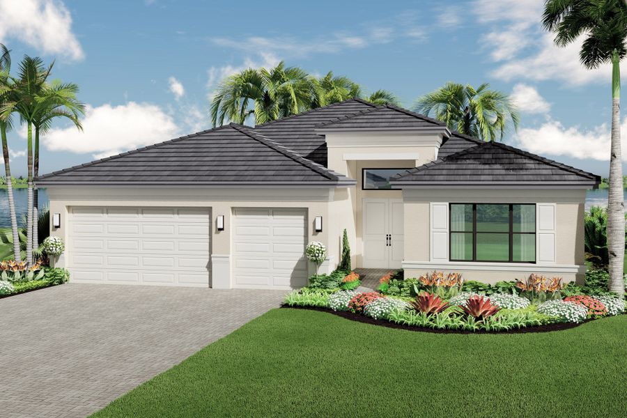Representative exterior photo of a completed home built from the Madison by GL Homes in Valencia Parc at Riverland, Port St. Lucie, FL (Image 2).