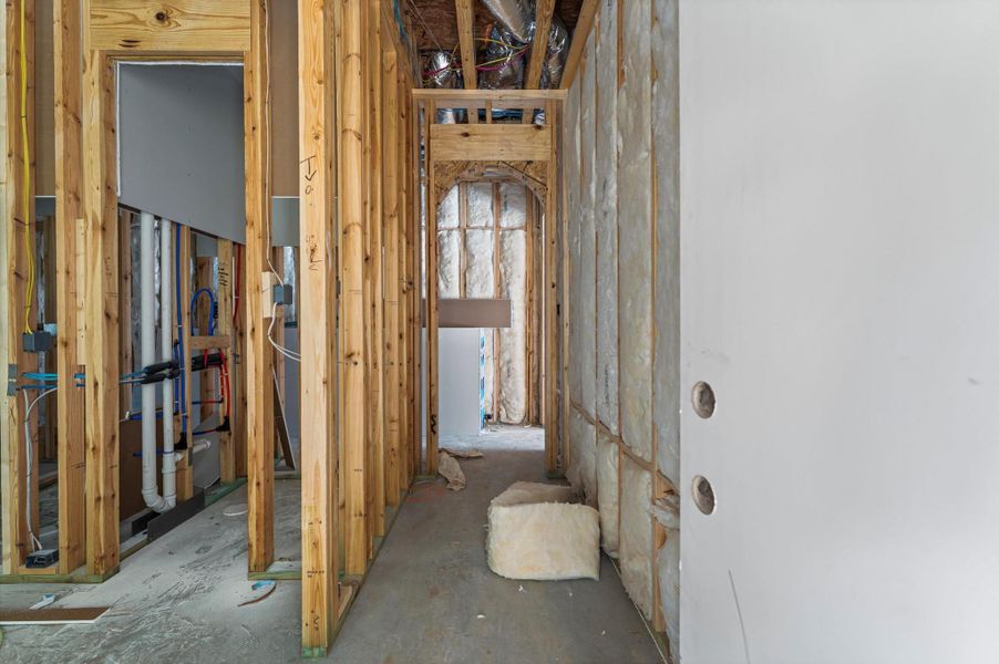 Entry through the front door.