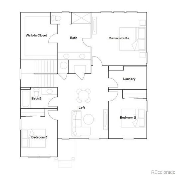 2D floor plan layout of this home in Prairie Song, Windsor, CO (Image 2).