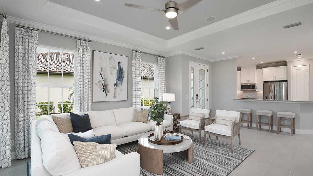 Furnished interior view inside a new home in Esplanade at Azario Lakewood Ranch, Lakewood Ranch (Image 4). Furnished interior view inside a new home in Esplanade at Azario Lakewood Ranch, Lakewood Ranch (Image 4).