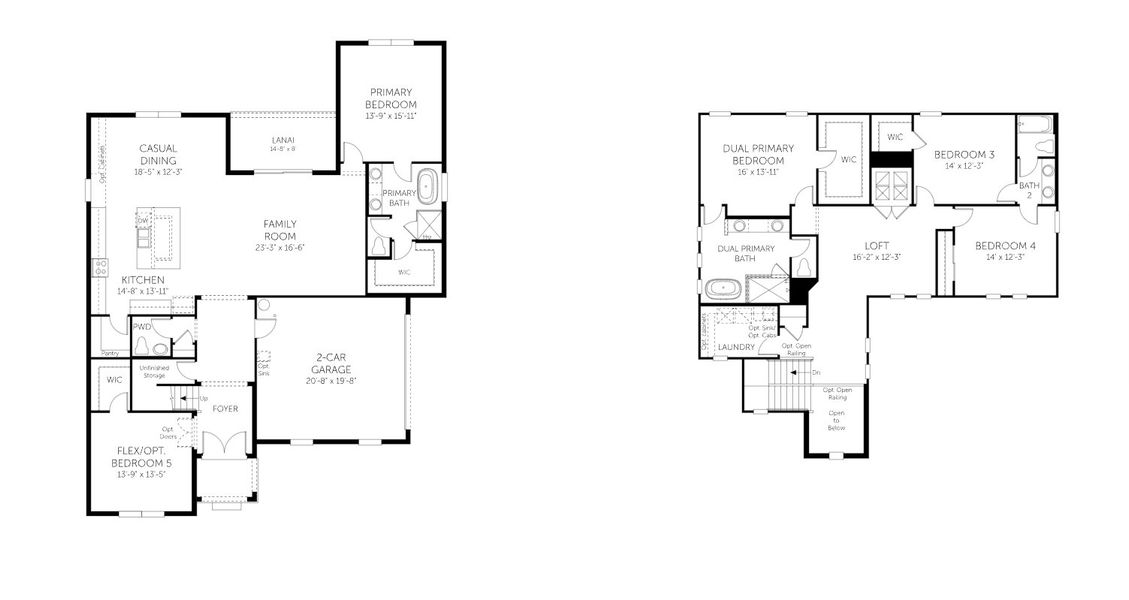 2D floor plan layout for the Venice - 50' Homesites by Dream Finders Homes in Avalon Woods, Winter Garden, FL (Image 3).