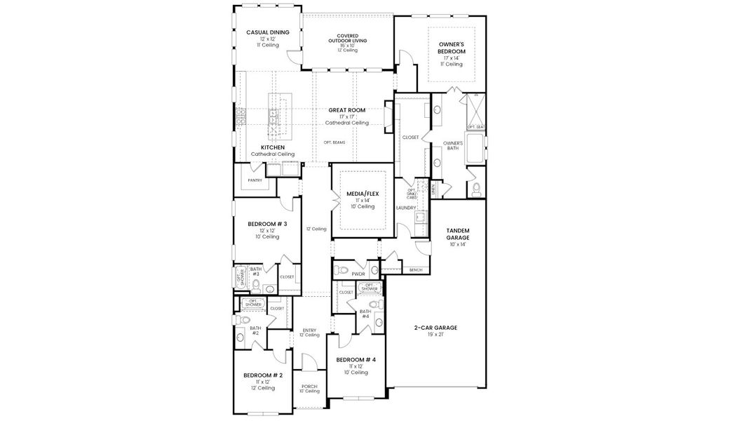 2D floor plan layout for the 5091 by Tradition Homes in The Parks at Wilson Creek, Celina, TX (Image 3).