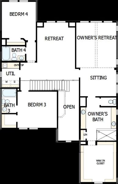 2D floor plan layout of this home in North Creek Village, Huntersville, NC (Image 6).