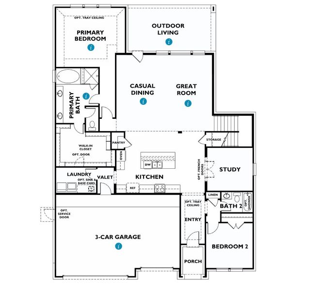 2D floor plan layout for the 5049 by Shea Homes in WILDTREE 60', Montgomery, TX (Image 4).