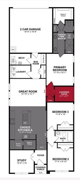 2D floor plan layout of this home in Treeline, Justin, TX (Image 2).
