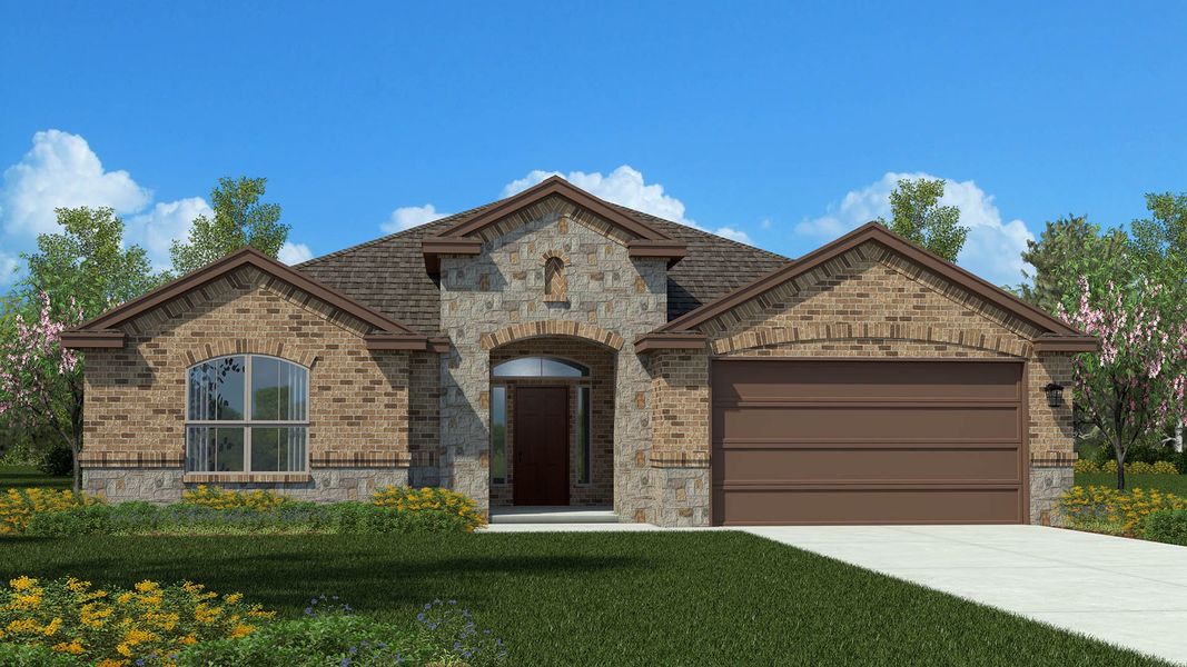 Front exterior of a new home in Homestead at Parks Bell Ranch, Odessa, TX, highlighting curb appeal (Image 16).