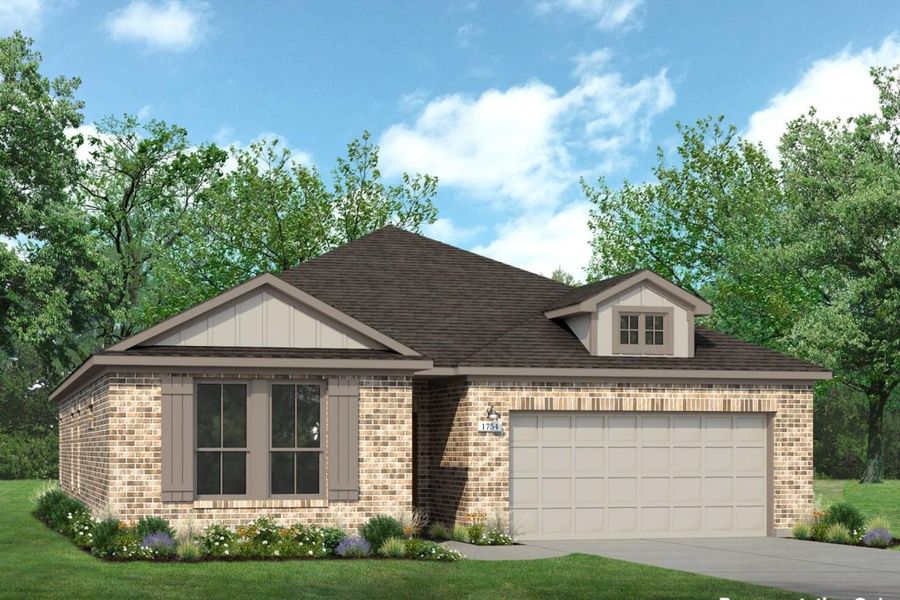 Front exterior of a new home in Grand Magnolia, Magnolia, TX, highlighting curb appeal (Image 1). Front exterior of a new home in Grand Magnolia, Magnolia, TX, highlighting curb appeal (Image 1).