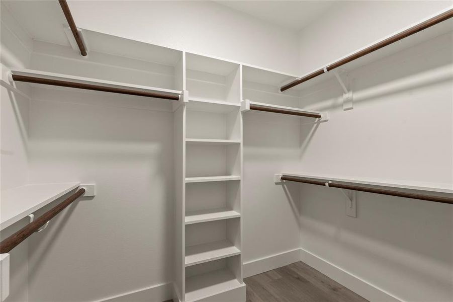 Spacious closet with wood finished floors