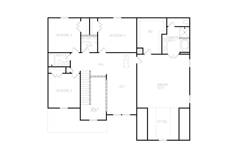 2D floor plan layout for the Meridian II by DRB Homes in Saddleridge, Senoia, GA (Image 4). 2D floor plan layout for the Meridian II by DRB Homes in Saddleridge, Senoia, GA (Image 4).