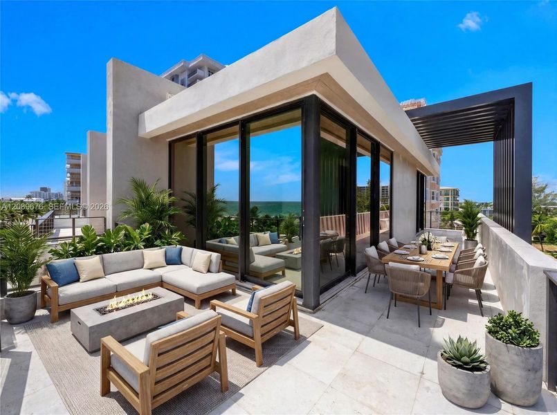 Rendering, virtually staged. Fourth-floor terrace. Rendering, virtually staged. Fourth-floor terrace.