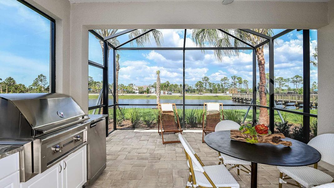Exterior details and patio area of a home in Windward Real Estate and Homes for Sale in Sarasota, FL - Neal Communities, Sarasota (Image 3).