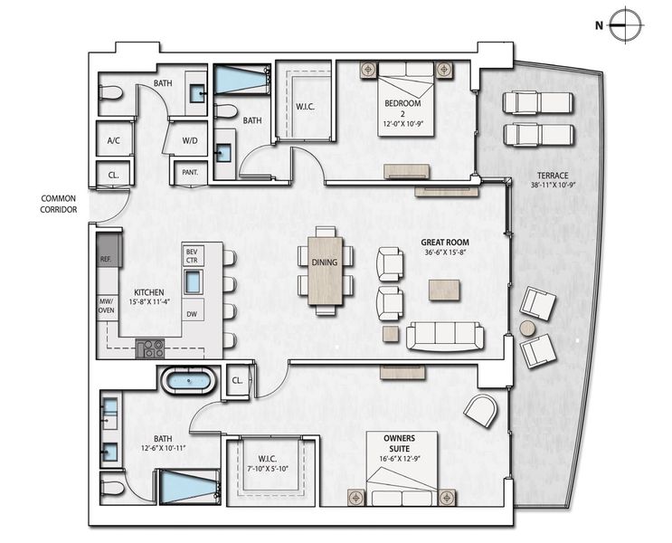 2D floor plan layout for the A.10 by Forest Development in Nautilus 220, Lake Park, FL (Image 1).