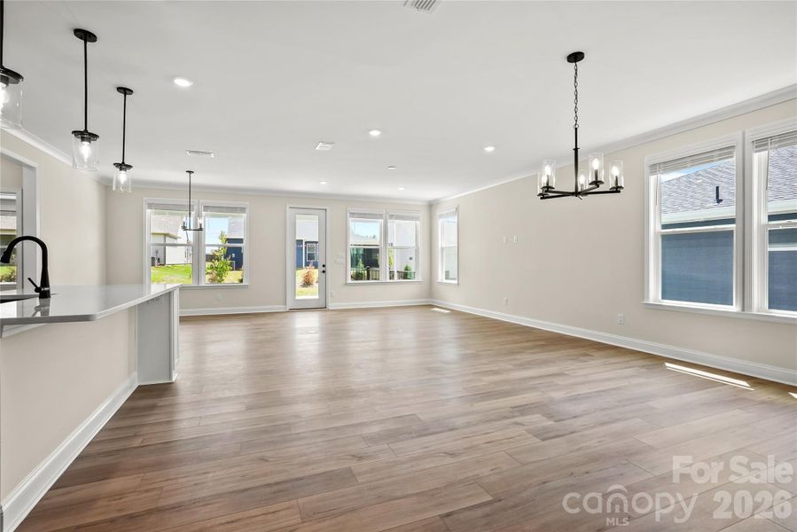 Large windows overlooking covered patio