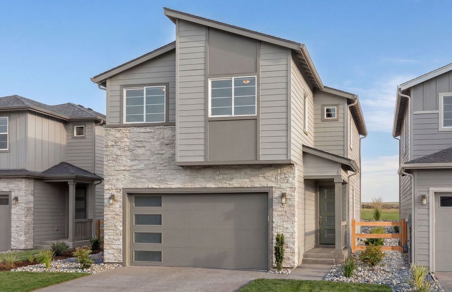 Representative exterior photo of a completed home built from the Lovell by Pulte Homes in Strata, Dacono, CO (Image 8). Representative exterior photo of a completed home built from the Lovell by Pulte Homes in Strata, Dacono, CO (Image 8).