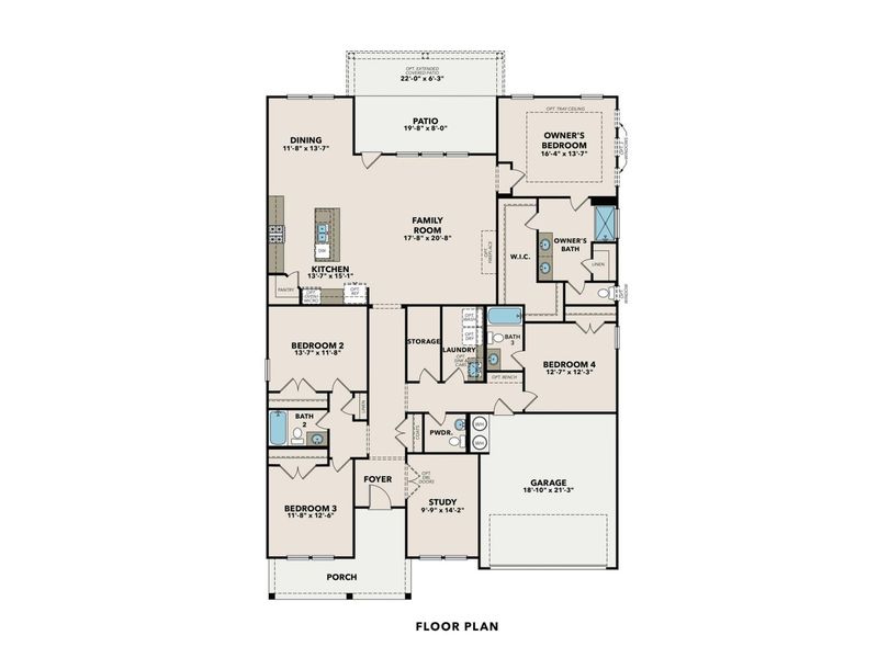 2D floor plan layout for the The Harrison G by Davidson Homes LLC in Wehunt Meadows, Hoschton, GA (Image 3).