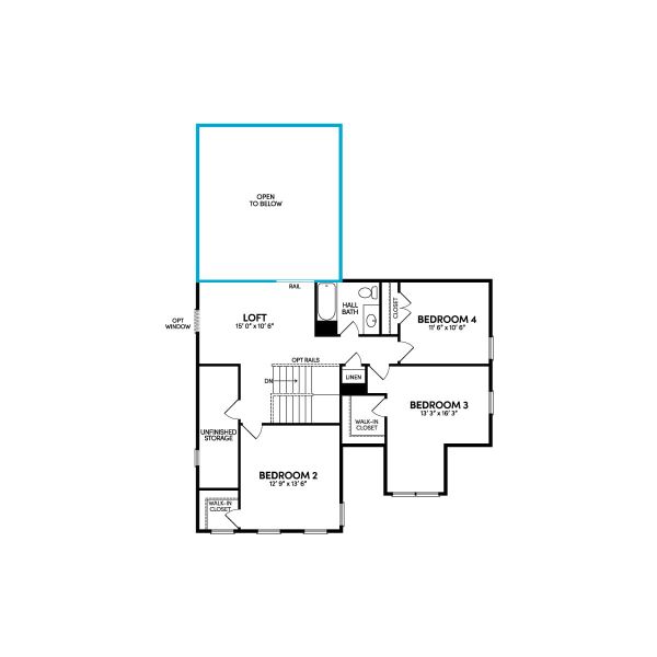 Floor 2: Upper Level w/ Opt. Loft Overlook