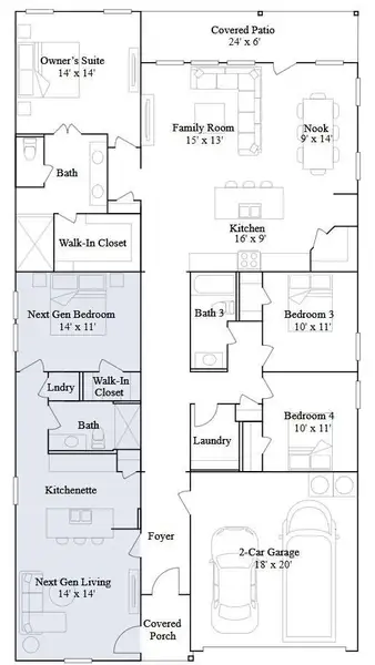 2D floor plan layout of this home in Canterra Creek: Classic Collection, Rosharon, TX (Image 2).