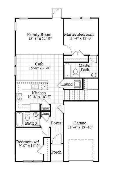 2D floor plan layout of this home in Founder's Park, Summerville, SC (Image 4).
