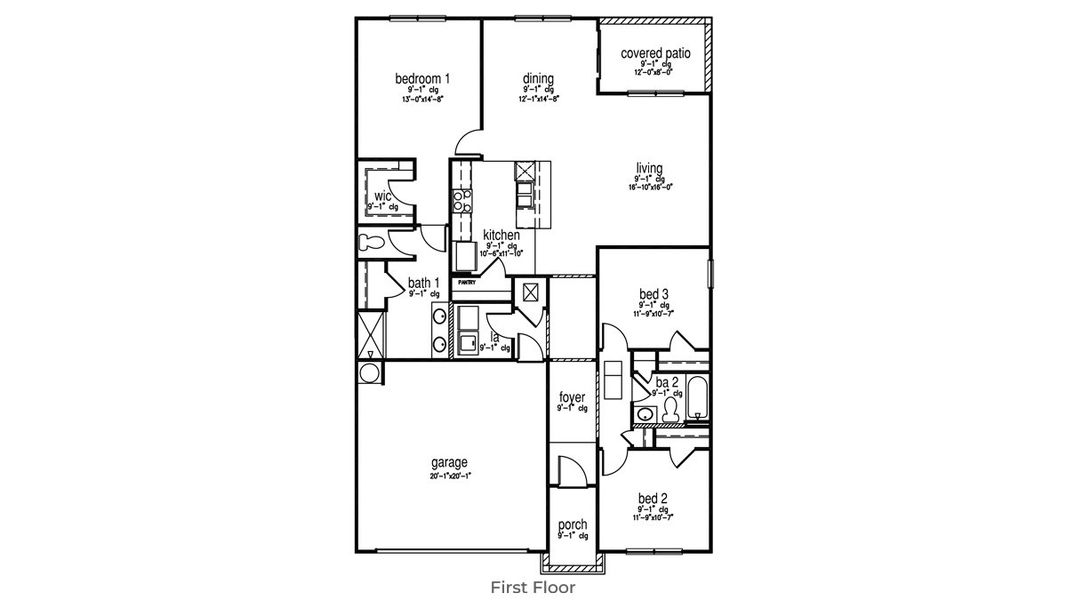 2D floor plan layout for the ARIA by D.R. Horton in Island Green, Myrtle Beach, SC (Image 5).