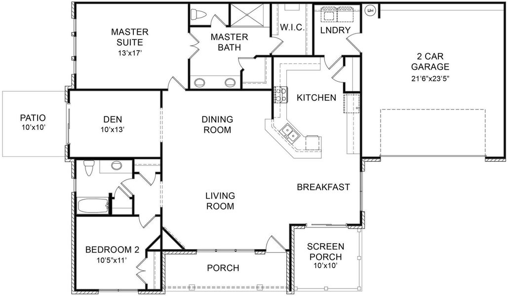 2D floor plan layout for the Madeleine by KM Homes in The Highlands at Madison Park, Newnan, GA (Image 3).