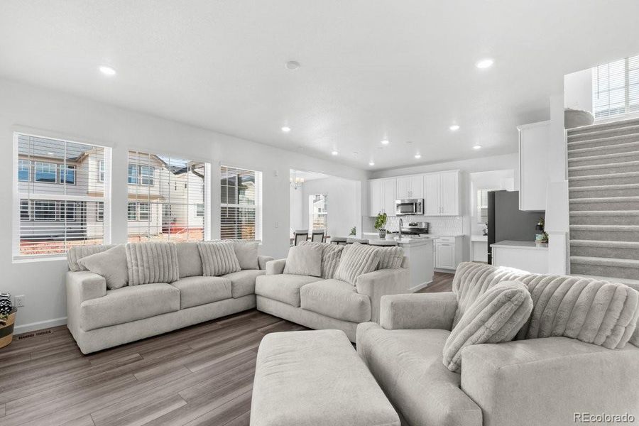 Furnished interior view inside a new home in The Aurora Highlands Town Collection, Aurora (Image 13). Furnished interior view inside a new home in The Aurora Highlands Town Collection, Aurora (Image 13).