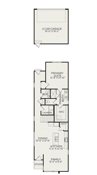 2D floor plan layout for the Alder B by Homes by Dickerson in Chatham Park, Pittsboro, NC (Image 2). 2D floor plan layout for the Alder B by Homes by Dickerson in Chatham Park, Pittsboro, NC (Image 2).