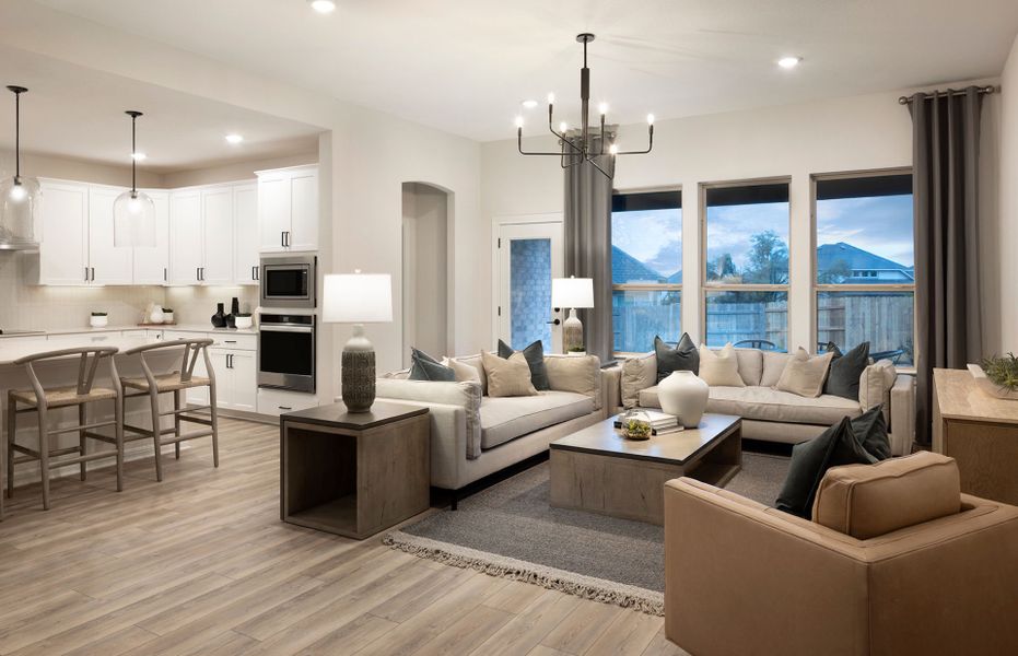 Spacious Gathering Room Opens to Kitchen