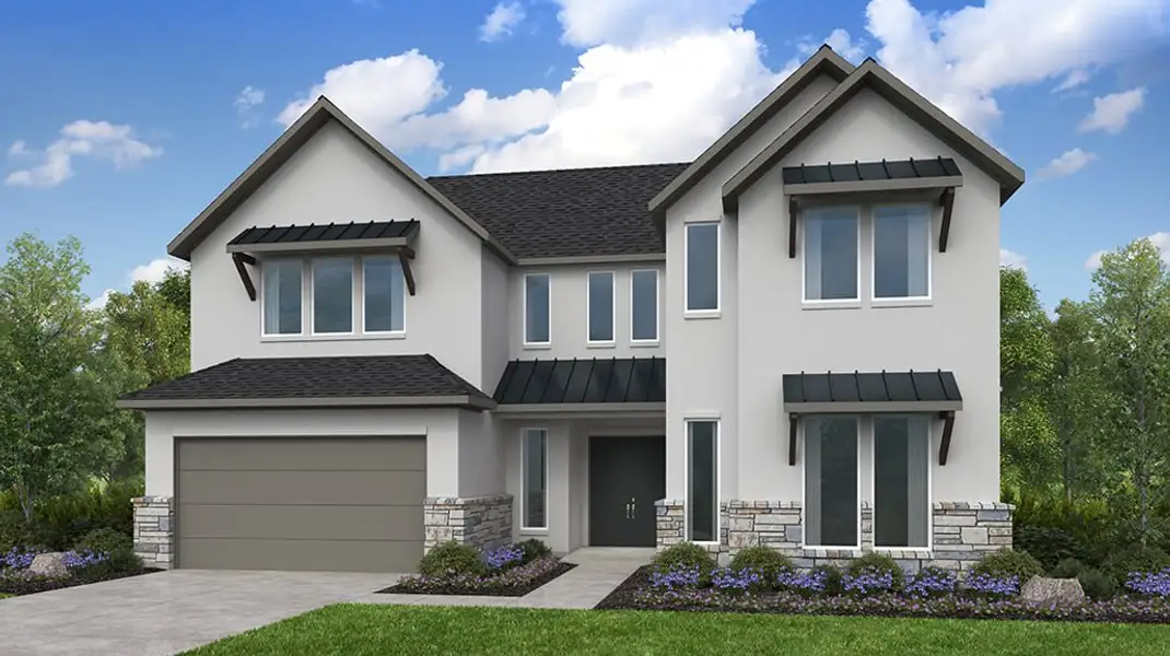 Representative exterior photo of a completed home built from the Madison by Taylor Morrison in Blue Creek Trails, Richmond, TX (Image 1). Representative exterior photo of a completed home built from the Madison by Taylor Morrison in Blue Creek Trails, Richmond, TX (Image 1).