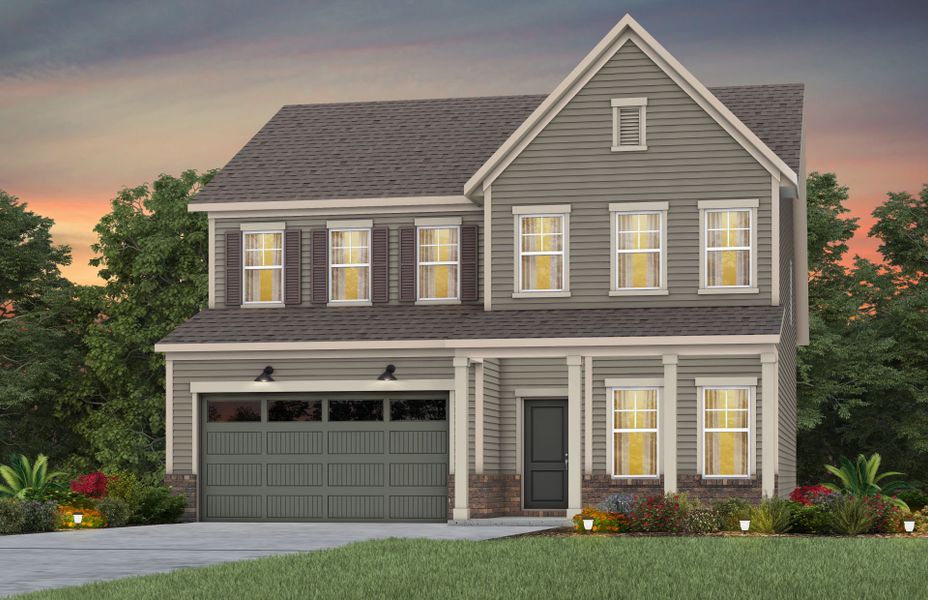 Front exterior of a new home in Elmbrook, Indian Trail, NC, highlighting curb appeal (Image 24).