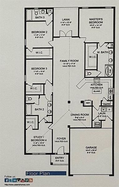 2D floor plan layout of this home in Watercress Cove, North Port, FL (Image 5). 2D floor plan layout of this home in Watercress Cove, North Port, FL (Image 5).