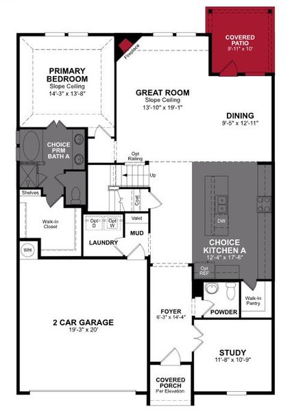 2D floor plan layout of this home in The Villages of Hurricane Creek, Anna, TX (Image 3).