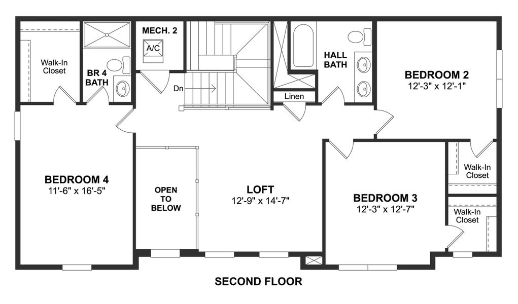 2D floor plan layout for the Malmo by K. Hovnanian® Homes in Tattersall, Ormond Beach, FL (Image 4).